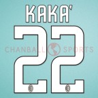 AC Milan 2008-2009 Kaka #22 Homekit Nameset Printing 