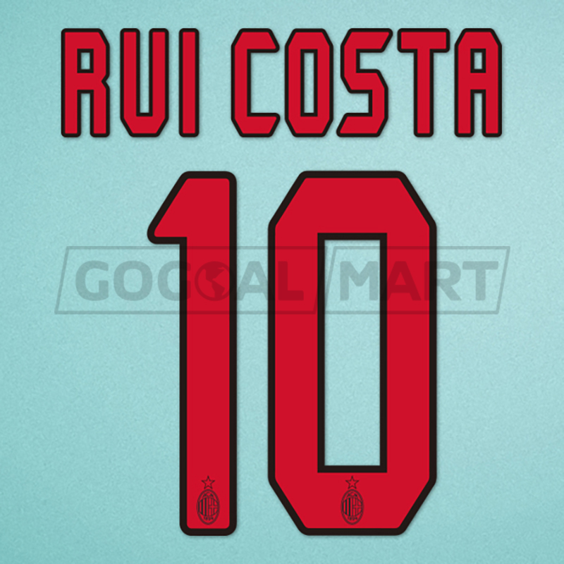 AC Milan 2004-2007 Rui Costa #10 Awaykit Nameset Printing