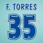 Atletico Madrid 2000-2001 F. Torres #35 Homekit Nameset Printing