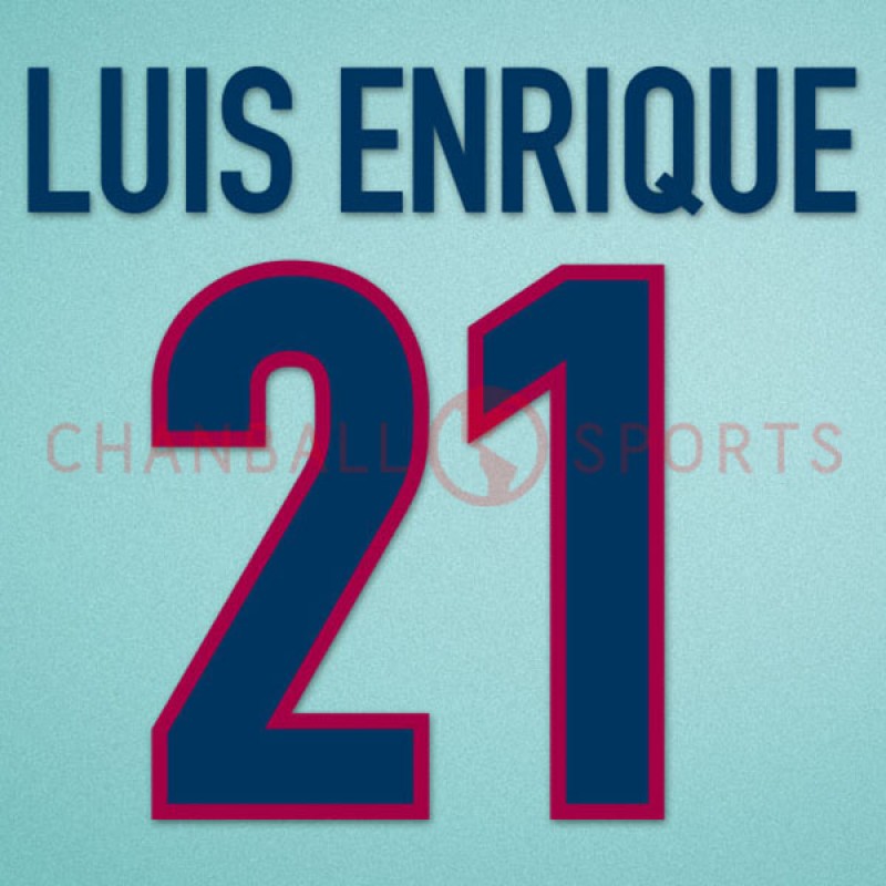 Barcelona 1998-2000 Luis Enrique #21 Awaykit Nameset Printing