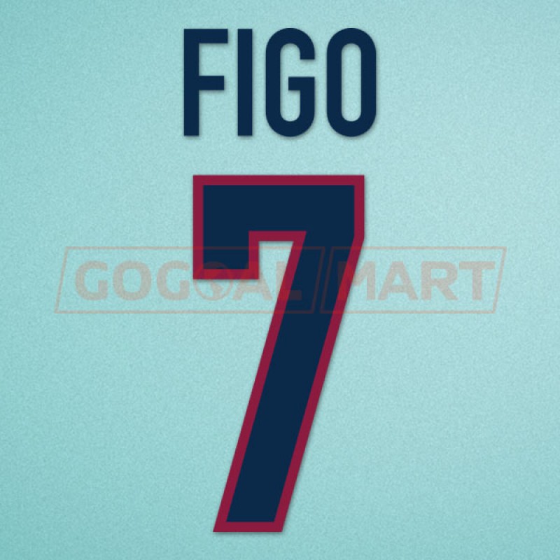 Barcelona 1998-1999 Figo #7 Awaykit Nameset Printing
