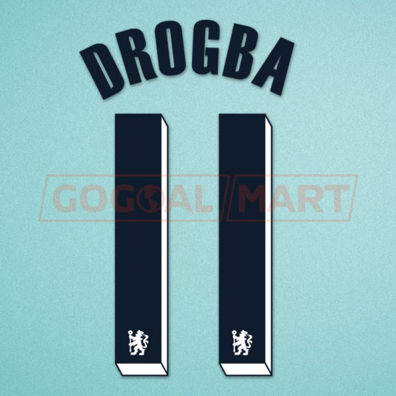 DROGBA #11 2011-2012 Player Size Champions League White Nameset Plastic Chelsea 