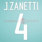 Inter Milan 2002-2004 J.Zanetti #4 Homekit  Nameset Printing