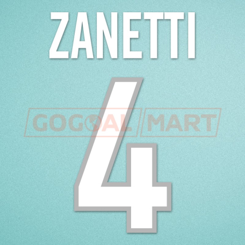Zanetti #4 1999-2000 Inter Milan Awaykit Nameset Printing 