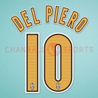 Juventus 2004-2005 Del Piero #10 Homekit Nameset Printing 