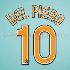 Juventus 2007-2008 Del Piero #10 Awaykit Nameset Printing 