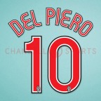 Juventus 2007-2008 Del Piero #10 Homekit Nameset Printing 