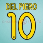 Juventus 2008-2010 Del Piero #10 Homekit Nameset Printing 