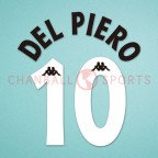 Juventus 1997-1998 Del Piero #10 Homekit Nameset Printing 