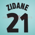 Juventus 1998-1999 Zidane #21 Awaykit Nameset Printing 