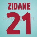 Juventus 1998-1999 Zidane #21 Homekit Nameset Printing 