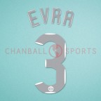 Manchester United 2007-2008 Evra #3 Champions League Homekit Nameset Printing 