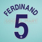 Manchester United 2008-2009 Ferdinand #5 Champions League Awaykit Nameset Printing