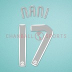 Manchester United 2007-2008 Nani #17 Champions League Homekit Nameset Printing 