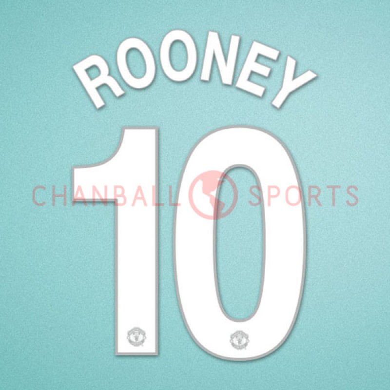Rooney #10 2008-2011 Manchester United CL Homekit Nameset Printing 