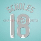 Manchester United 2007-2008 Scholes #18 Champions League Homekit Nameset Printing 