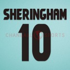 Manchester United 1998-1999 Sheringham #10 Champions League Awaykit Nameset Printing 