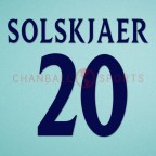 Manchester United 1999-2001 Solskjaer #20 Champions League Awaykit Nameset Printing 