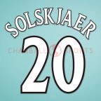 Manchester United 1999-2002 Solskjaer #20 Champions League Homekit Nameset Printing 