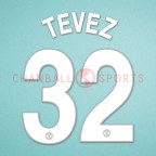 Manchester United 2008-2009 Tevez #32 Champions League Homekit Nameset Printing 