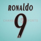 Real Madrid 2005-2006 Ronaldo #9 Homekit Nameset Printing 