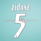 Real Madrid 2005-2006 Zidane #5 Awaykit Nameset Printing 