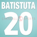 Roma 2001-2002 Batistuta #20 Homekit Nameset Printing 