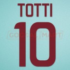 Roma 2011-2012 Totti #10 Awaykit Nameset Printing