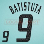 Argentina 2002 Batistuta #9 World Cup Homekit Nameset Printing 