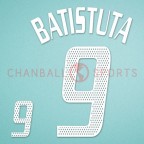 Argentina 2002 Batistuta #9 World Cup Awaykit Nameset Printing 