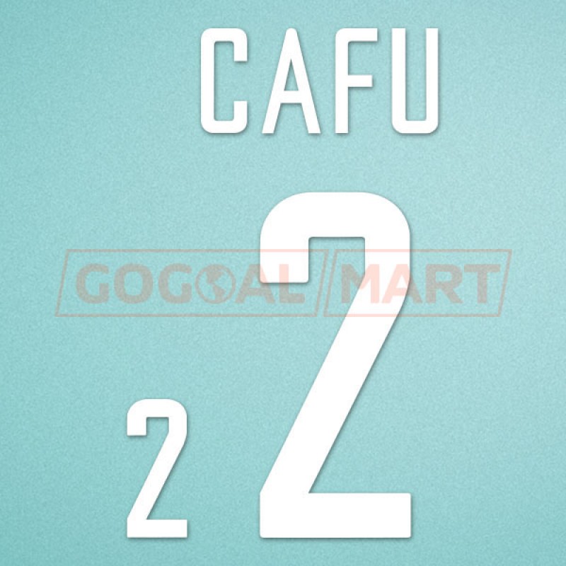 Brazil 2002 Cafu #2 World Cup Awaykit Nameset Printing 