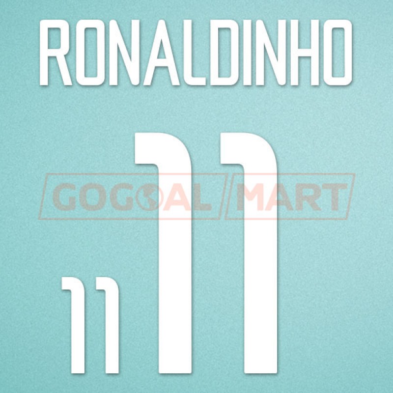 Brazil 2002 Ronaldinho #11 World Cup Awaykit Nameset Printing 