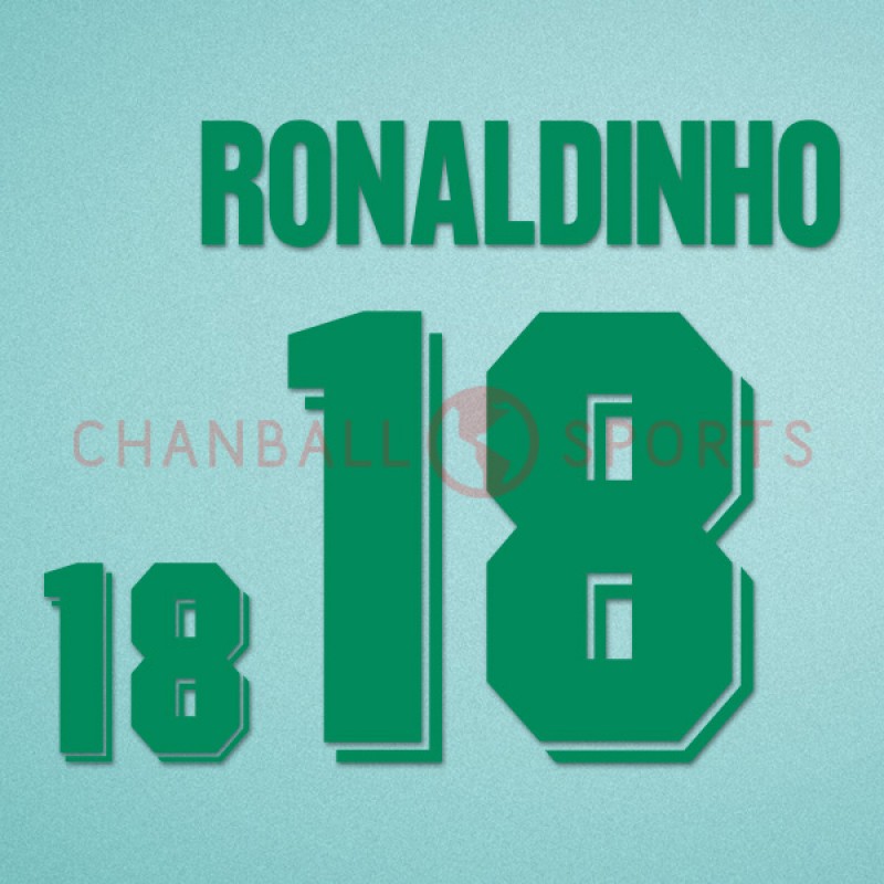 Brazil 1994 Ronaldinho #18 World Cup Homekit Nameset Printing 