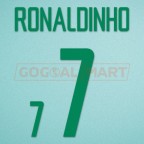 Brazil 2002 Ronaldinho #7 World Cup Homekit Nameset Printing 