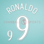Brazil 2006 Ronaldo #9 World Cup Awaykit Nameset Printing 