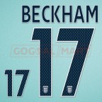England 2007-2009 Beckham #17 Homekit Nameset Printing
