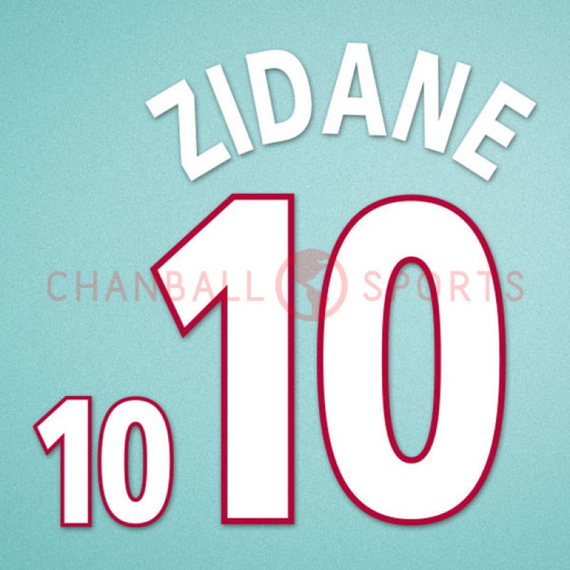 Zidane #10 France Euro 2000 Home Nameset for Football Shirt 