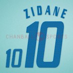 France 2004 Zidane #10 EURO Awaykit Nameset Printing 