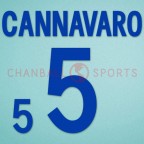 Italy 2002 Cannavaro #5 World Cup Awaykit Nameset Printing 