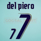 Italy 2006 Del Piero #7 World Cup Awaykit Nameset Printing