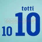 Italy 2010 Totti #10 World Cup Awaykit Nameset Printing 