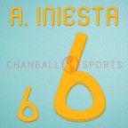 Spain 2010 A. Inesta #6 World Cup Homekit Nameset Printing 